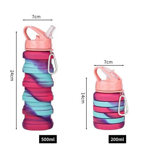 Foldable silicone drinking bottle