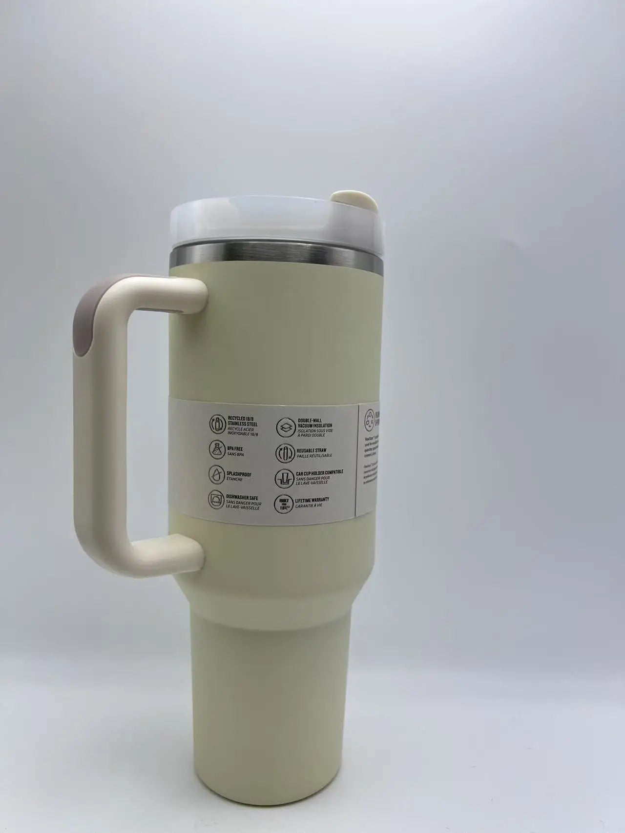 Stainless steel insulated mug with handle &amp; straw 1180 ml