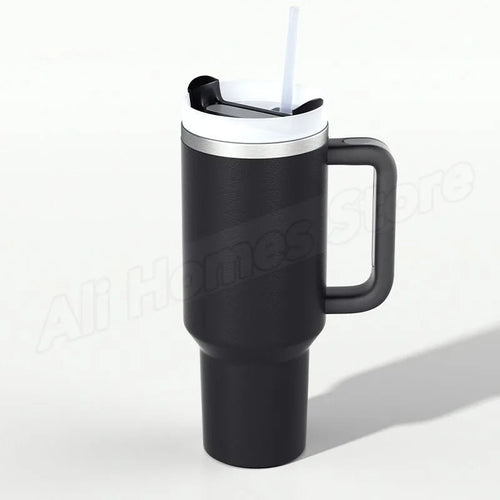 Stainless steel thermo mug with handle & drinking straw 1180 ml