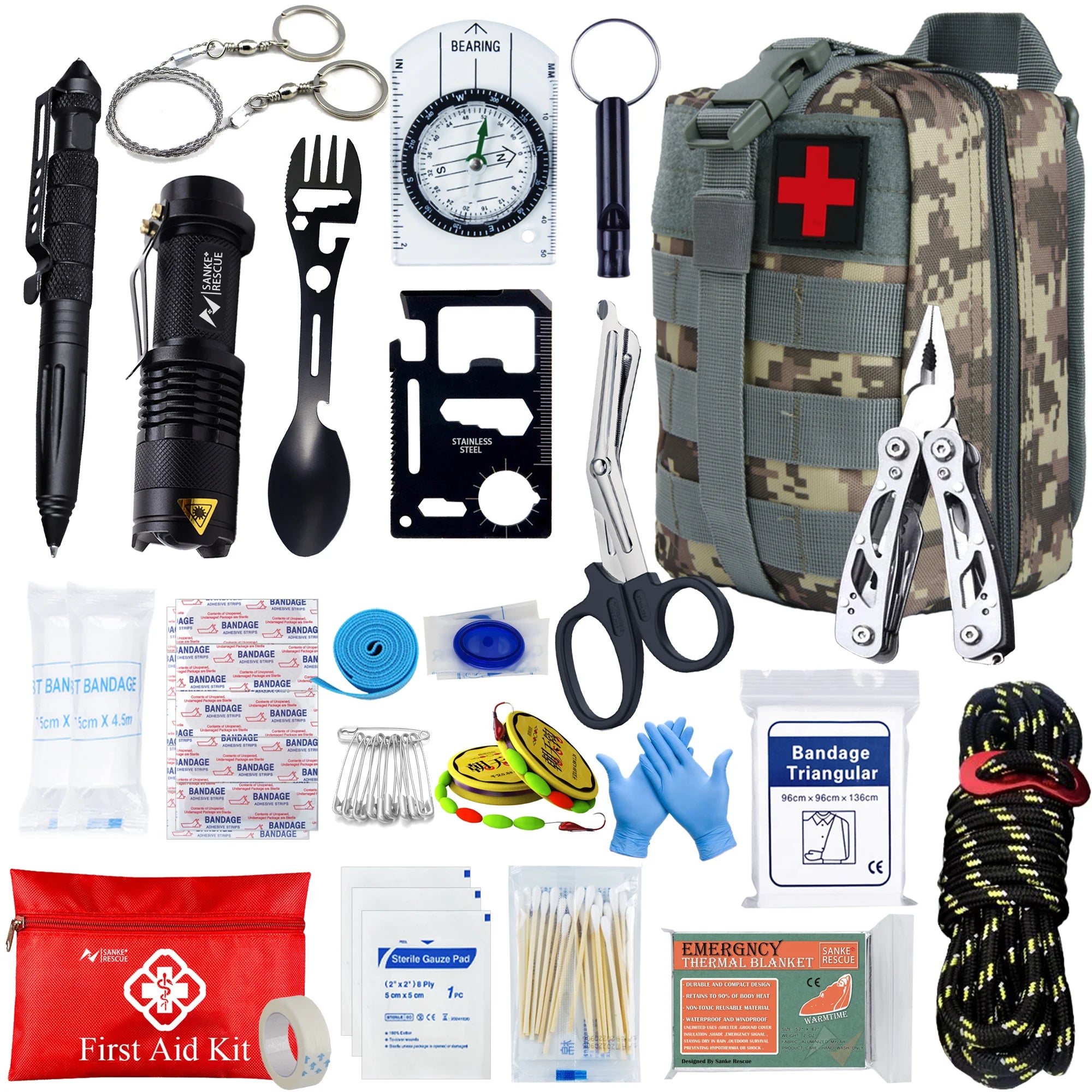 Survival &amp; First Aid Kit 24-in-1