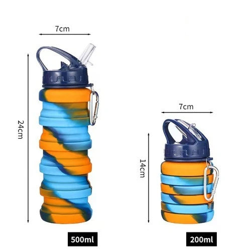 Foldable silicone drinking bottle