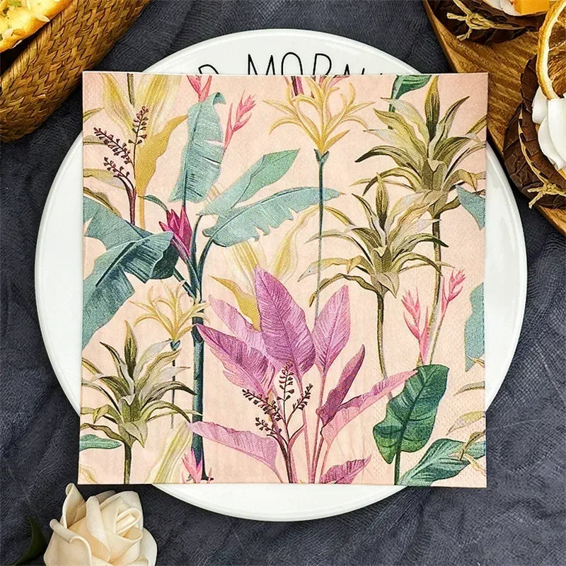 Flower motif paper napkins