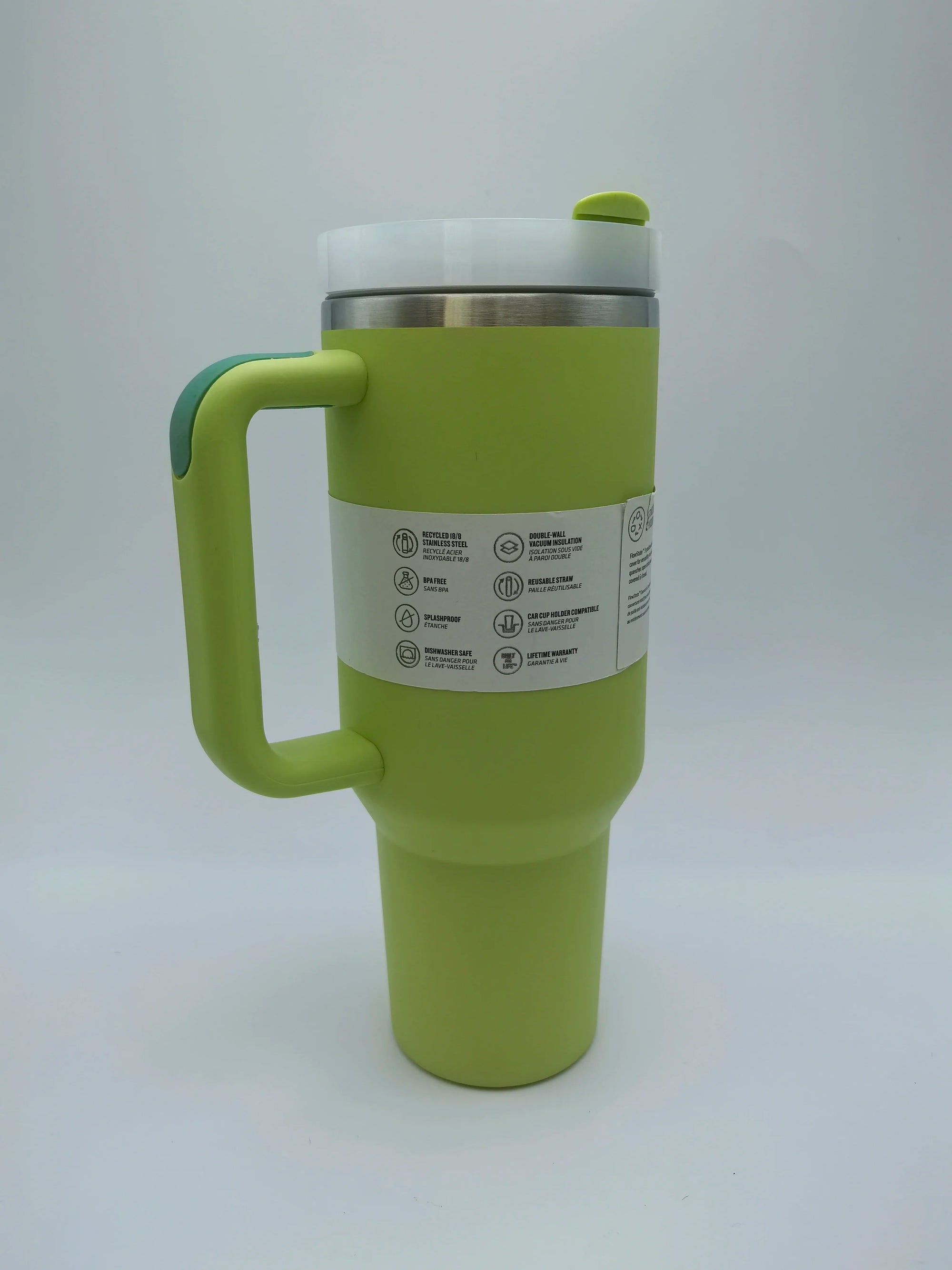 Stainless steel insulated mug with handle &amp; straw 1180 ml