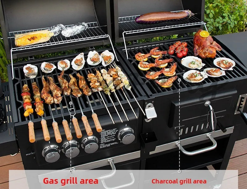 Professional gas and charcoal grill