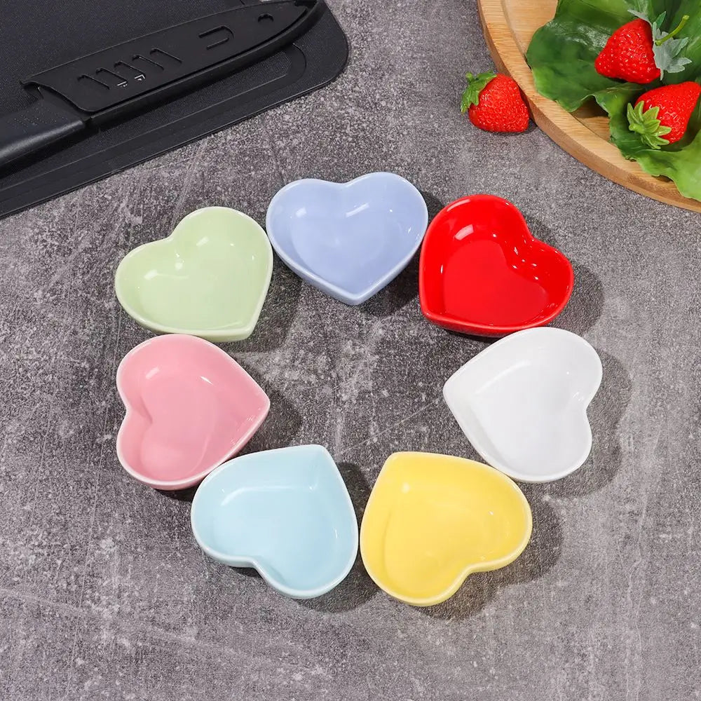 Heart-shaped ceramic sauce bowl