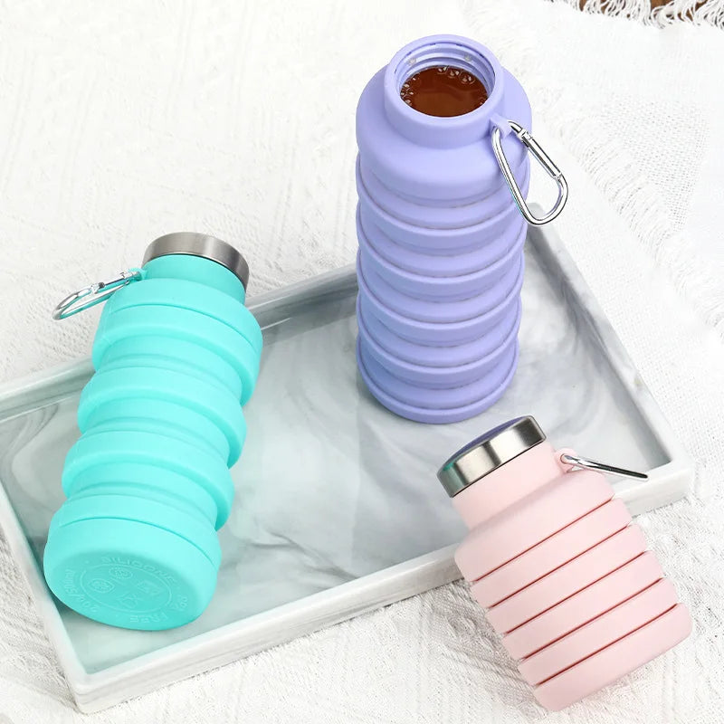 Foldable silicone drinking bottle