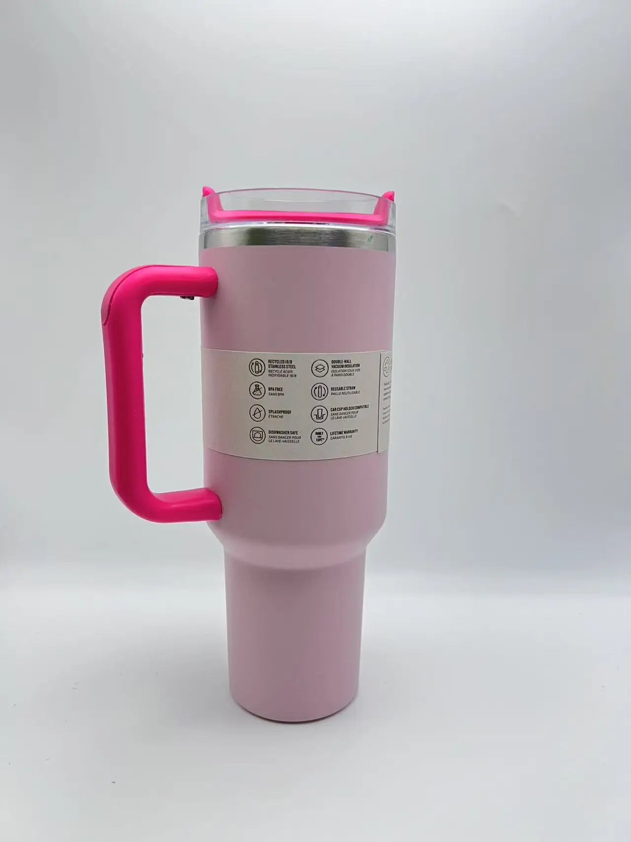 Stainless steel insulated mug with handle &amp; straw 1180 ml