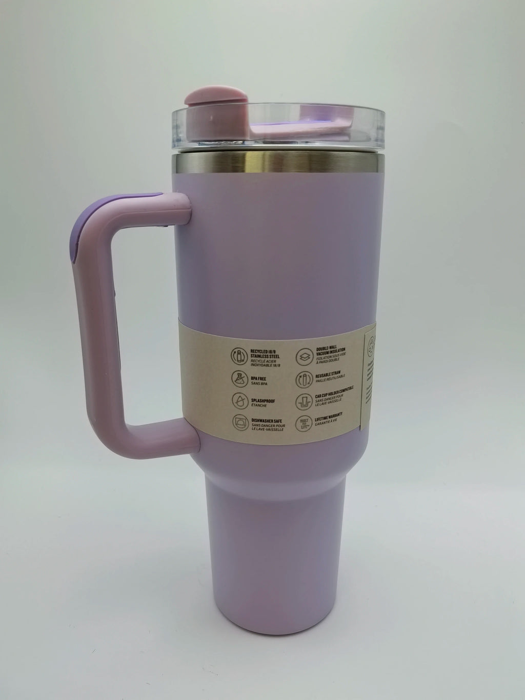 Stainless steel insulated mug with handle &amp; straw 1180 ml