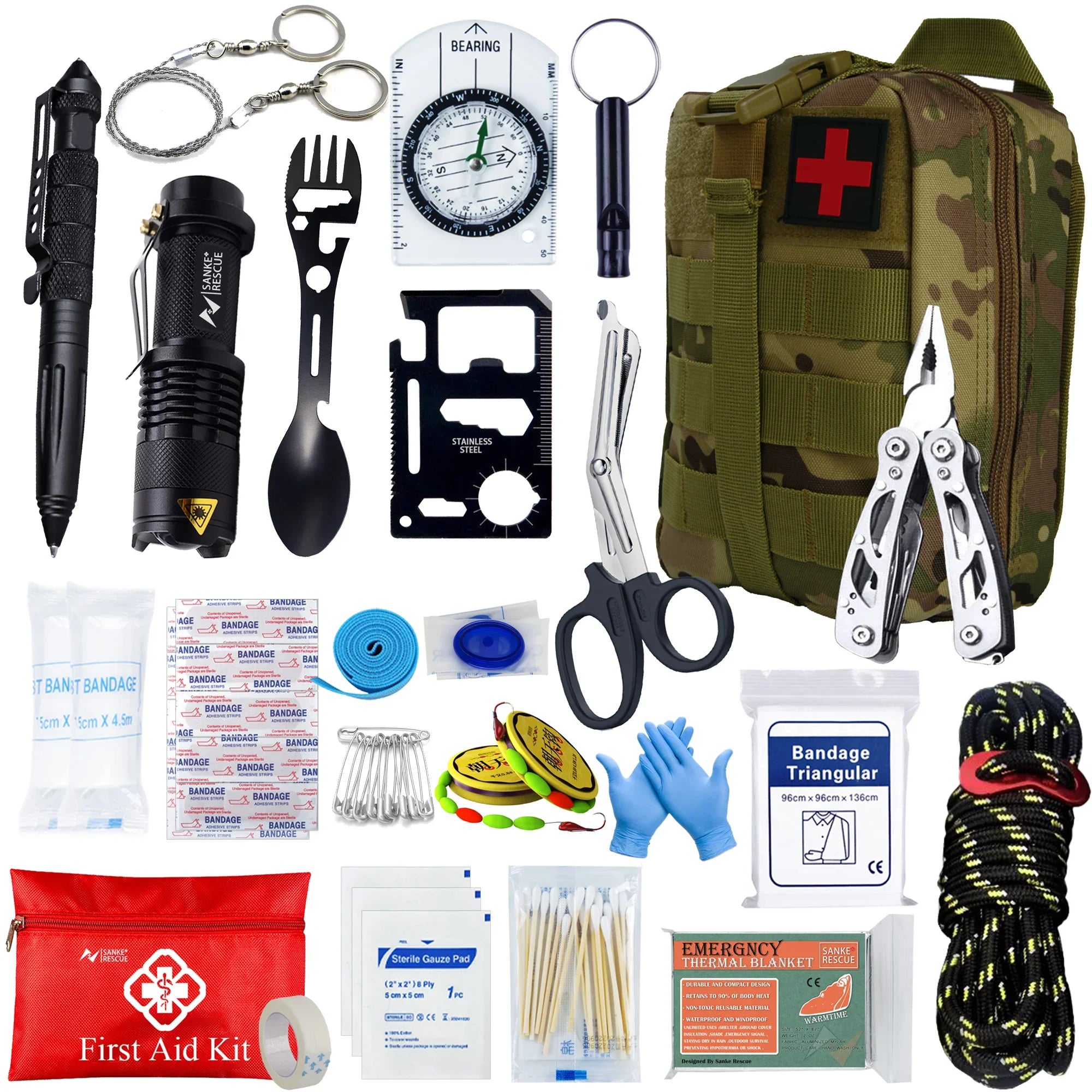 Survival &amp; First Aid Kit 24-in-1