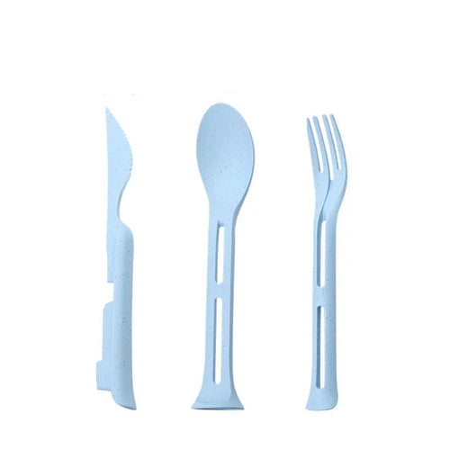 3-piece travel cutlery made of wheat straw with case