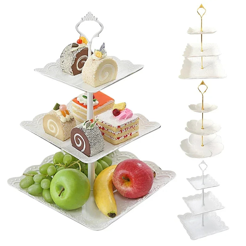 European 3-tier fruit and cake stand