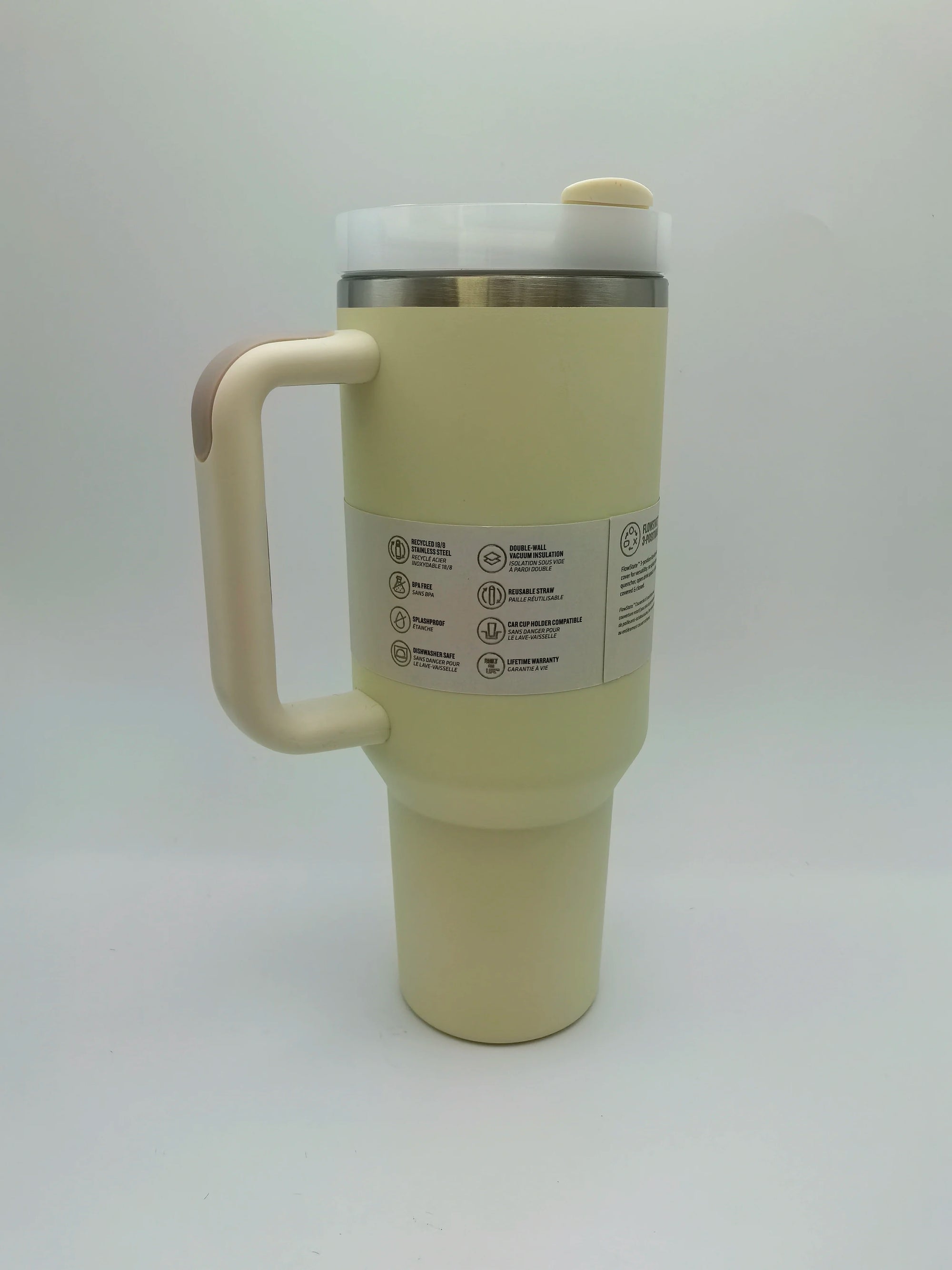 Stainless steel insulated mug with handle &amp; straw 1180 ml